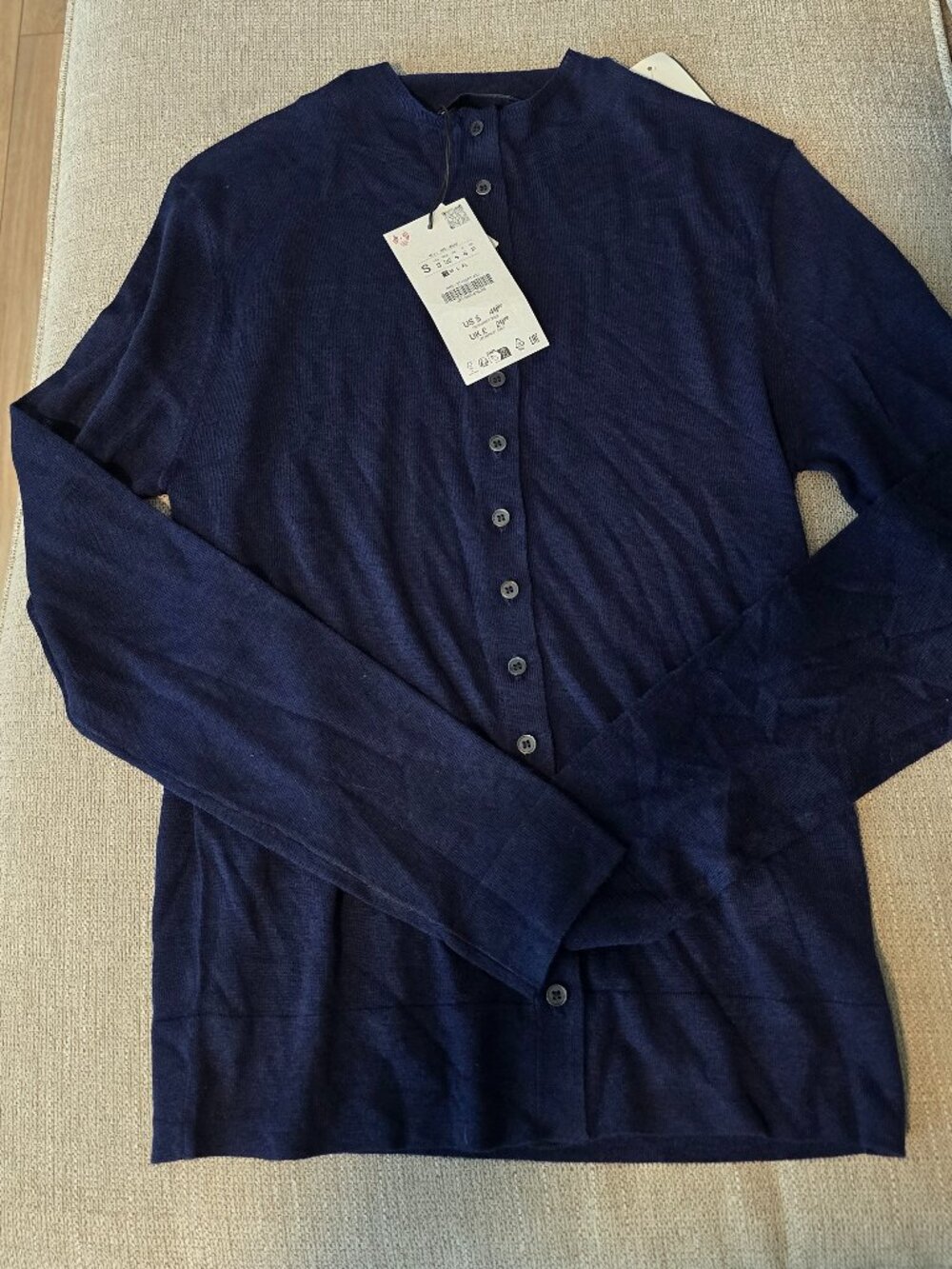 Zara dark blue cardigan with button detail NWT Small